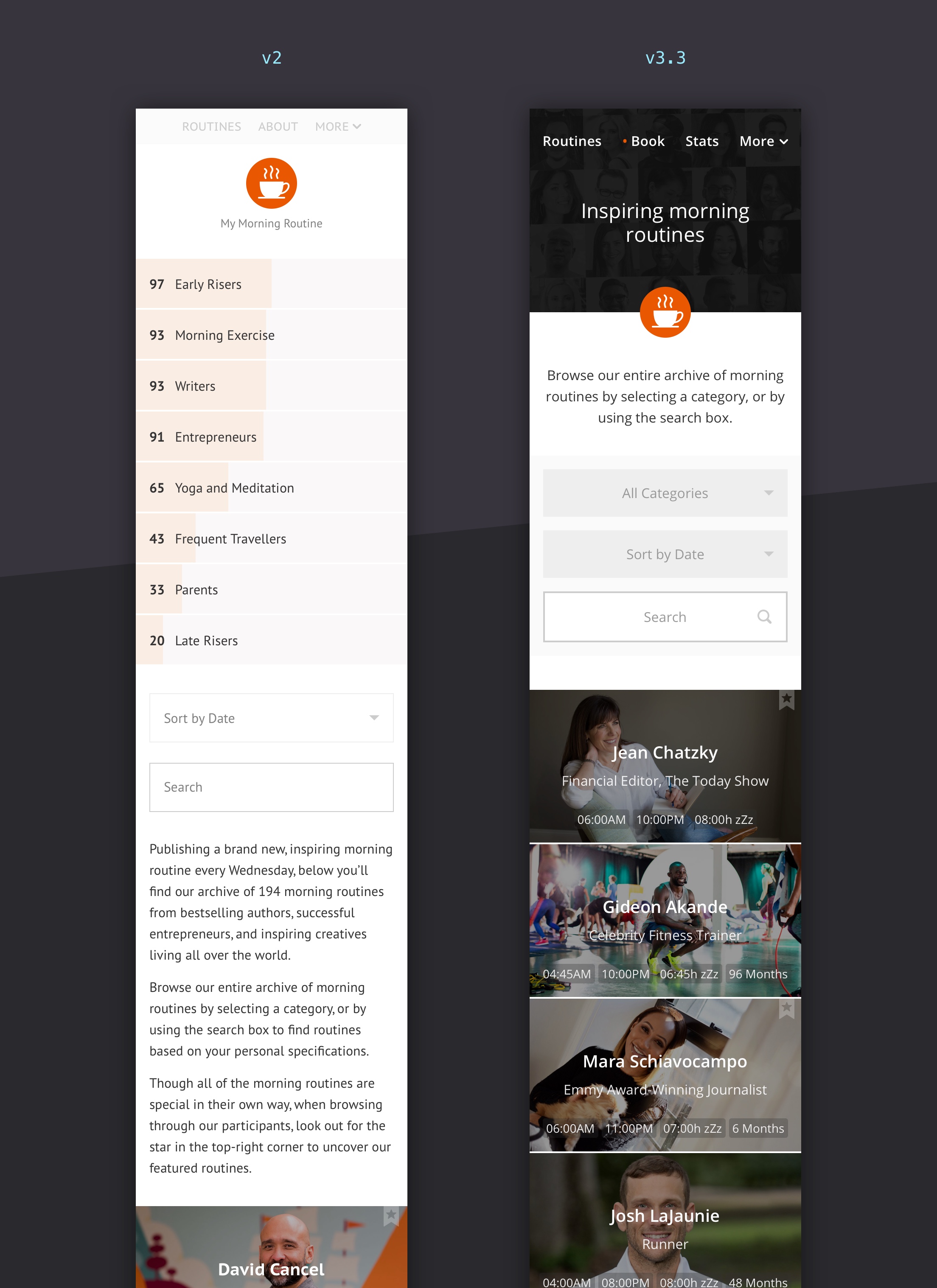 The new archive design of My Morning Routine